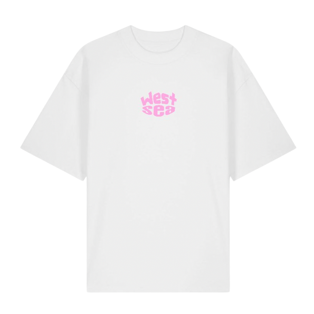 T-shirt sport of normandy white and pink oversize