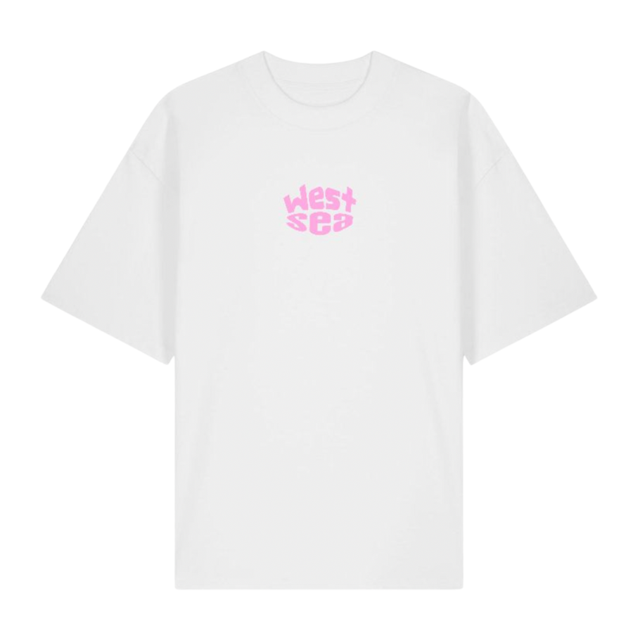 T-shirt sport of normandy white and pink oversize