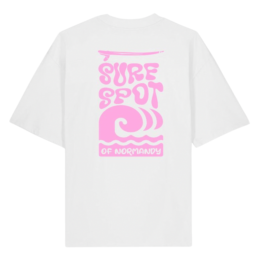 T-shirt sport of normandy white and pink oversize